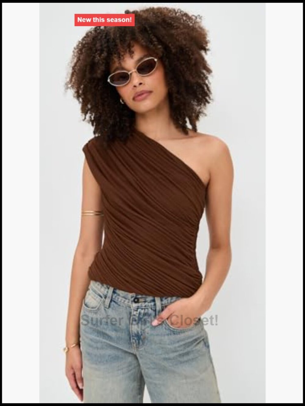 One Shoulder Sleeveless Ruched Top - Picture 2 of 6